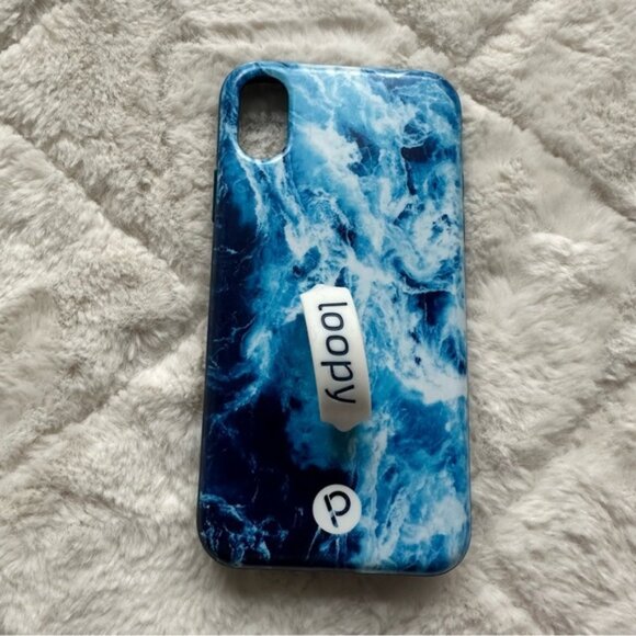 Loopy Case | Blue Waves "Ocean" Case with White Loop | Size iphone X/XS/ 11 Pro - Picture 2 of 11